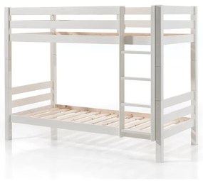 Biela poschodová detská posteľ z borovicového dreva s úložným priestorom s výsuvným lôžkom 90x200 cm PINO – Vipack