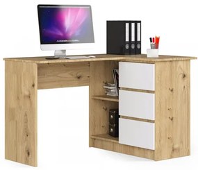 Počítačový stôl B16 pravá - dub artisan/biela
