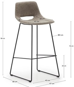 Svetlohnedá barová stolička (výška sedadla 76 cm) Zahara – Kave Home