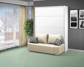 Nabytekmorava MOTOROVÁ VÝKLOPNÁ POSTEĽ s pohovkou VS 21065 MOT - 160x200 cm farba pohovky: Krémová, Typ farebného prevedenia: Bielá / dvere biele