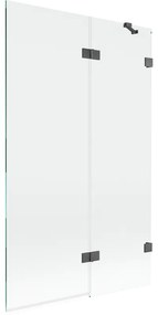 Mexen Lunar, 2-krídlová vaňová zástena pravá 110 x 150 cm, číre sklo, grafitová, 897-110-100-66-00-P