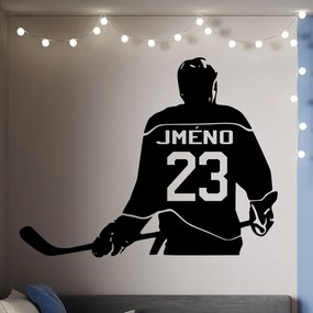 Veselá Stena Samolepka Hokejista s menom Farba: černá, Veľkosť: 60 x 46 cm