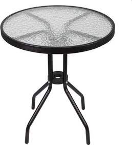 SPRINGOS Záhradný nábytok, sada pre 2 osoby: stoličky a stôl, kovovo-sklenená súprava, čierna