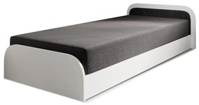 Biela/tmavosivá čalúnená/z drevotriesky jednolôžková posteľ s úložným priestorom s matracom 80x190 cm Parys – ELTAP