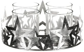 Adventný svietnik s kalíškami Hviezda, kov, strieborná