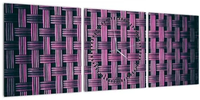 Obraz fialovej textúry (s hodinami) (90x30 cm)