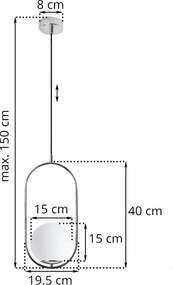 Závesné svietidlo Florence, 1x biele sklenené tienidlo, ch, U