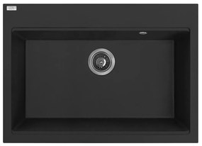 Laveo Tau, 1-komorový granitový drez 700x500x215 mm, čierna, LAV-SBT_B107