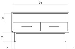 TV stolík z dubového dreva v prírodnej farbe 90x50 cm Abies - The Beds