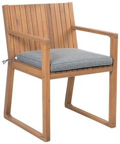 Záhradná jedálenská stolička z akáciového dreva s podsedákom šedá SASSARI Beliani