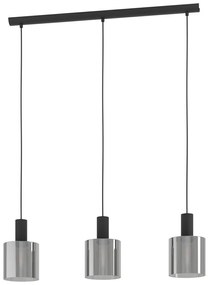 Čierne závesné svietidlo so skleneným tienidlom GOROSIBA – EGLO