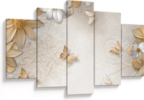 Obraz - Kvety s motýlikmi (150x105 cm)