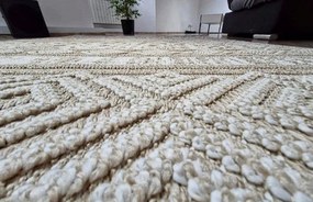 Béžový boho koberec s pruhovaným vzorom Boho 881-B Rozmer: 80x150 cm