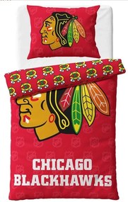 NHL Hokejové obliečky Chicago Blackhawks Shields 140x200/70x90 cm