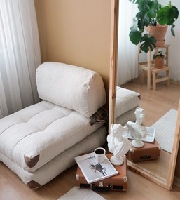 Rozkládací futonové křeslo Kadife Teddy krémové