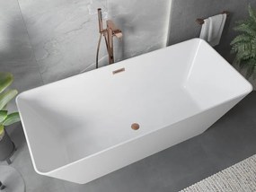 Mexen Velo Slim, voľne stojaca vaňa 170 × 75 cm, biela lesklá, medený prepad, 52811707500-65