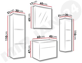 Kúpelňový nábytok Mendana (wenge) (s umývadlom a sifónom) (s LED osvetlením). Vlastná spoľahlivá doprava až k Vám domov. 1103998
