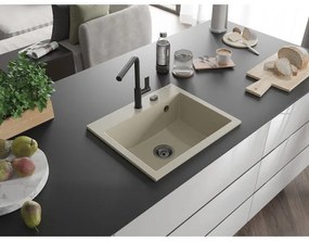 Mexen Oscar, 1-komorový granitový drez 580x490x205 mm, béžová, 6519581000-69-B