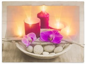 Nexos 74513 Nástenná maľba orchidea so sviečkami, 6 LED, 30 x 40 cm