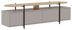 Sivo-béžový TV stolík v dekore duba 160x48 cm Hinoa – Marckeric