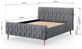 Čalúnená posteľ bez matraca FLORA 180x200 cm sivá