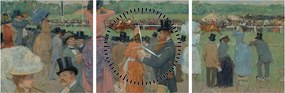 Obraz - Jean-Louis Forain, The Races at Longchamp, reprodukcia (s hodinami) (90x30 cm)