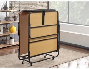 Skladacia kovová jednolôžková posteľ s matracom HERON 90x204 cm biela