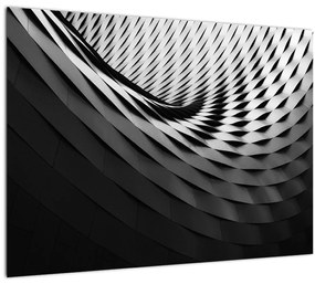Abstraktný sklenený obraz - čiernobiela špirála (70x50 cm)