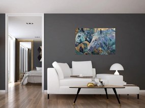 Obraz - Kone so zlatým pozadím (90x60 cm)