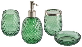 4-dielna sklenená súprava kúpeľňových doplnkov zelená CANOA Beliani