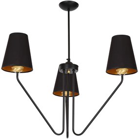 Luster Victoria, 3x čierne textilné tienidlo, b/g