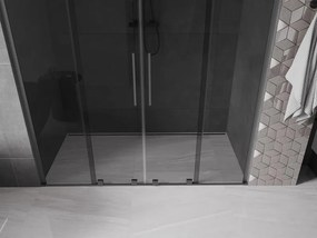 Mexen Velar L Duo, posuvné sprchové dvere do otvoru 200 cm, 8mm šedé sklo, brúsený grafit, 871-200-003-42-95