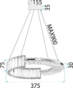 Toolight Toolight, LED stropné svietidlo APP1527-CP40, chrómová, OSW-06976