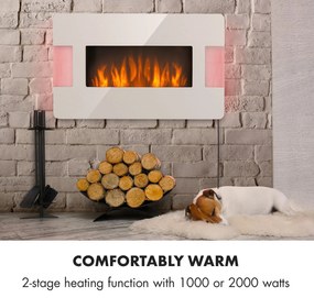 Klarstein Belfort Light & Fire, elektrický krb, 1000/2000 W, diaľkové ovládanie, biely