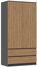 Šatní skříň MALWA I 90 cm antracit/dub artisan