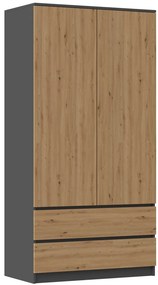 Šatníková skriňa MALWA I 90 cm antracit/dub artisan