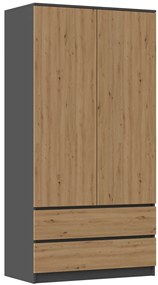 Šatní skříň MALWA I 90 cm antracit/dub artisan