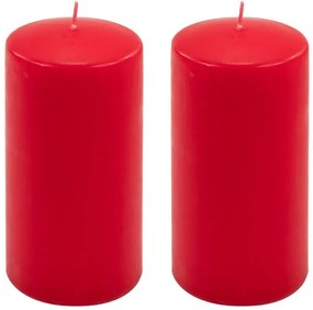 Sada stĺpových sviečok, 15 cm, Ø 7,5 cm, červená, 2 ks