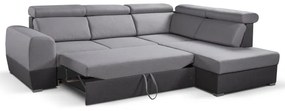 Rozkladacia rohová sedacia súprava MATRIX do L, šedá, pravá, s úložným priestoro