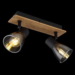 Globo 54307-2W - Nástenné bodové svietidlo CLAUDE 2xE14/40W/230V čierna/drevo