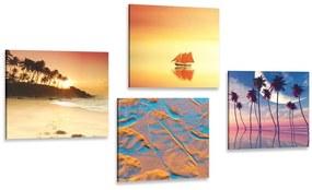 Set obrazov more a pláž v zaujímavých farbách - 4x 40x40