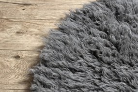 Koberec FLOKATI vlna kruh sivý