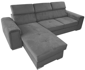 Univerzálna rohová rozkladacia sedacia súprava do tvaru L s úložným priestorom SALVADA tmavosivá