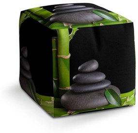 Sablio Taburet Bambus a kamene: 40x40x40 cm