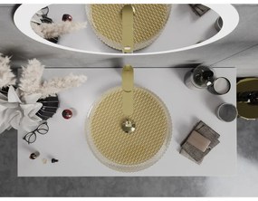 Mexen Aura, sklenené umývadlo na dosku 39 × 39 cm, číra / zlatá, 24013951