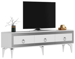 TV stolík/skrinka Muvuta 2 (biela + strieborná) . Vlastná spoľahlivá doprava až k Vám domov. 1095414
