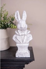 Biela antik cementová busta králik - 11*8*24 cm