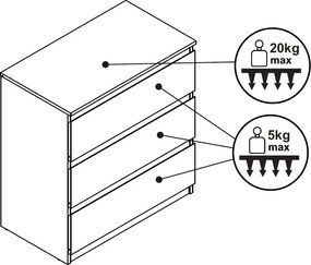 Zásuvková komoda Carlos 753S, biela, výška 80 cm
