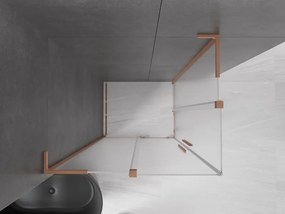 Mexen Velar L Duo, sprchový kút s posuvnými dverami 100 x 90 cm, 8mm sklo námraza, medená matná, 871-100-090-02-33-65
