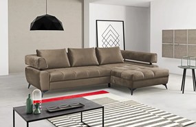 Rohová sedacia súprava Paris, svetlo hnedá látka, pravý roh
